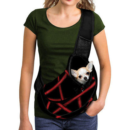 Red Pentagram Symbol Print Pet Sling Carrier