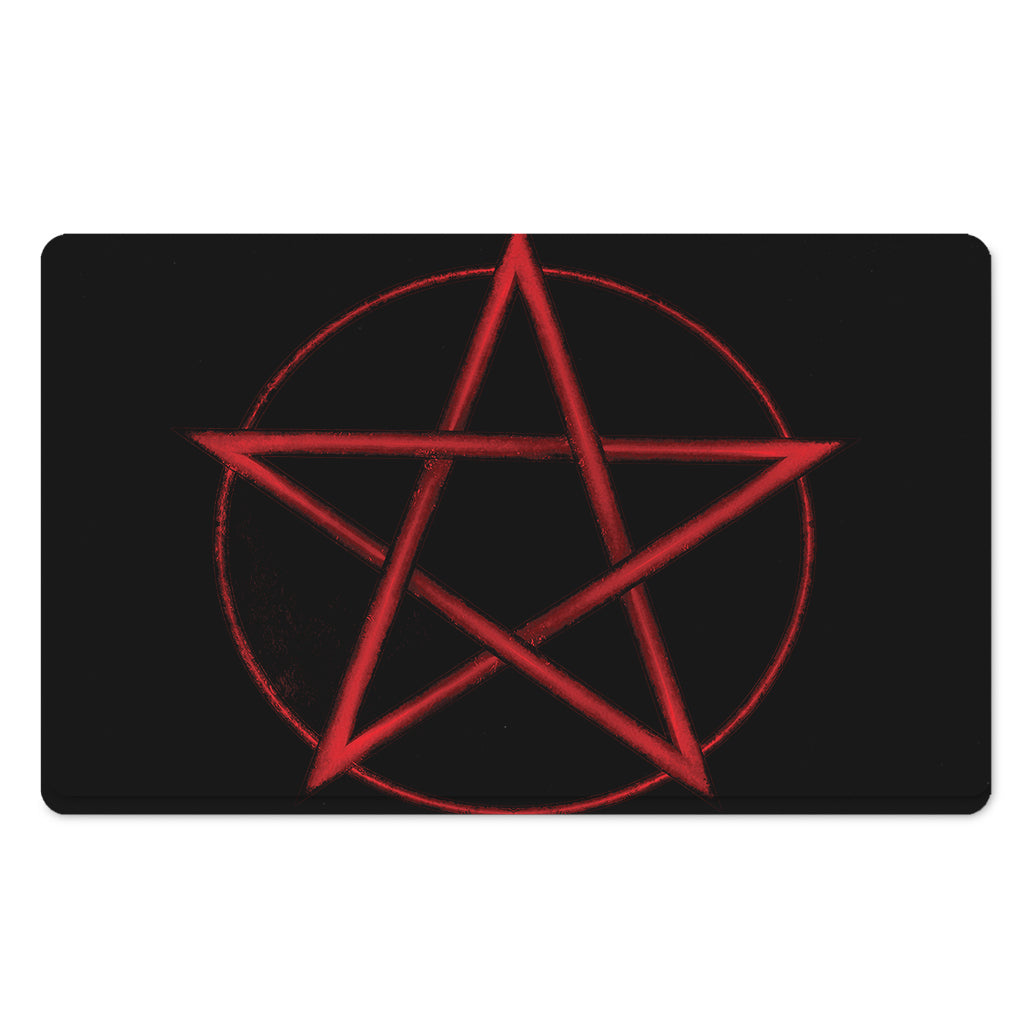 Red Pentagram Symbol Print Polyester Doormat