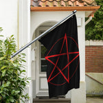 Red Pentagram Symbol Print Polyester Flag
