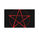 Red Pentagram Symbol Print Polyester Flag