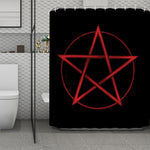 Red Pentagram Symbol Print Polyester Shower Curtain