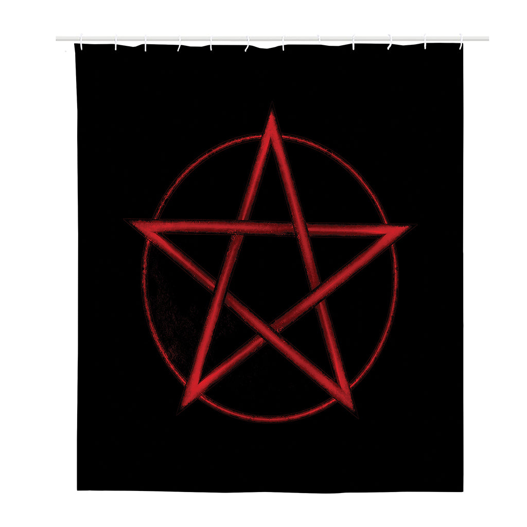 Red Pentagram Symbol Print Polyester Shower Curtain