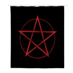 Red Pentagram Symbol Print Polyester Shower Curtain
