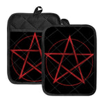 Red Pentagram Symbol Print Pot Holders With Pocket