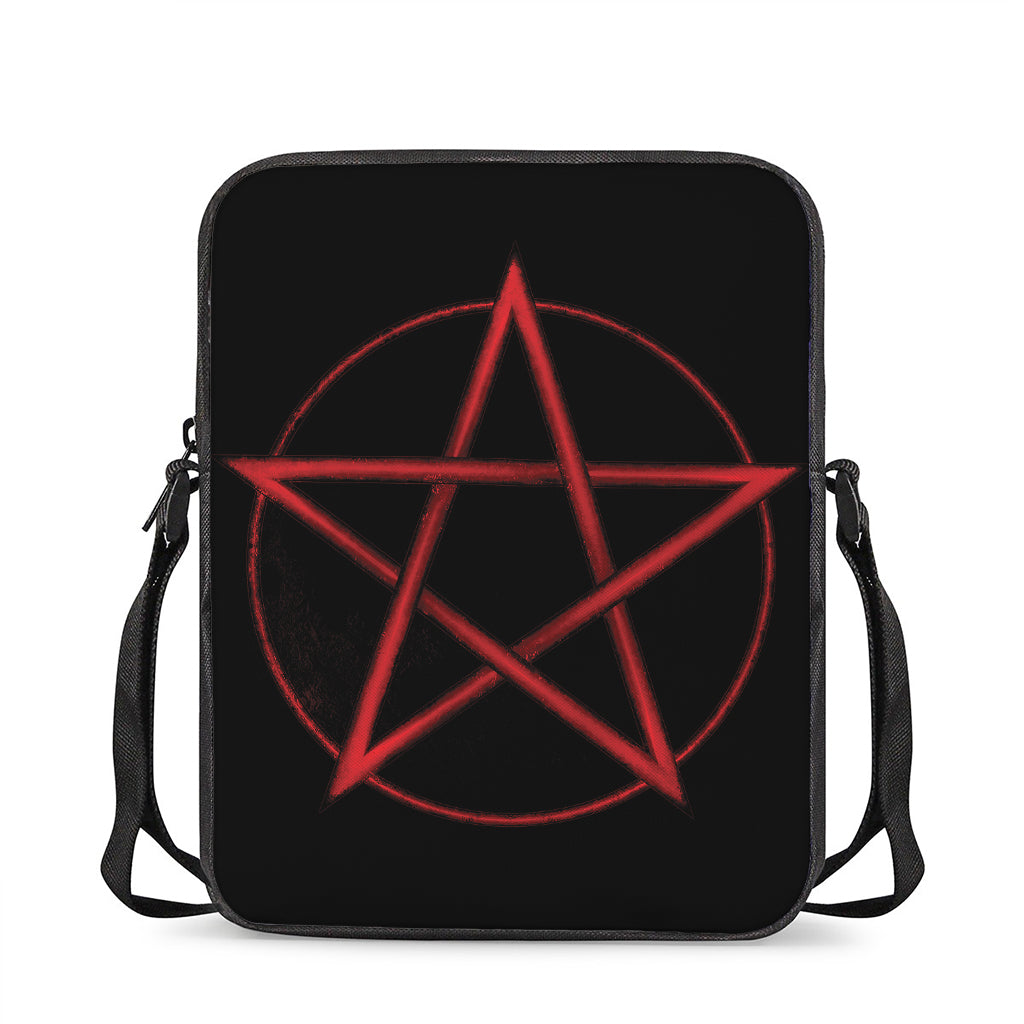 Red Pentagram Symbol Print Rectangular Crossbody Bag