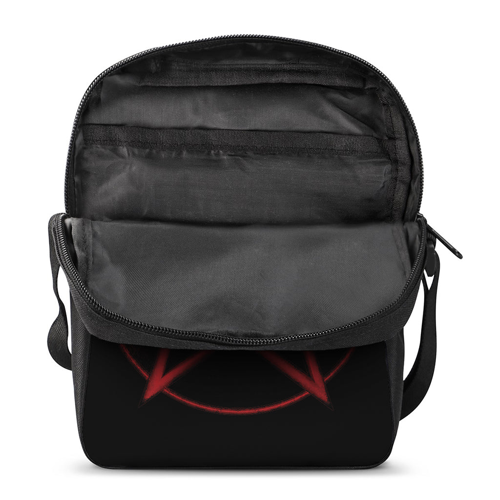 Red Pentagram Symbol Print Rectangular Crossbody Bag