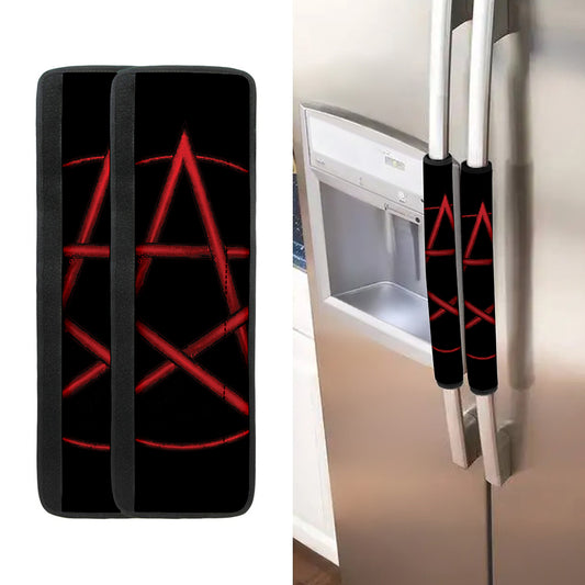 Red Pentagram Symbol Print Refrigerator Handle Covers