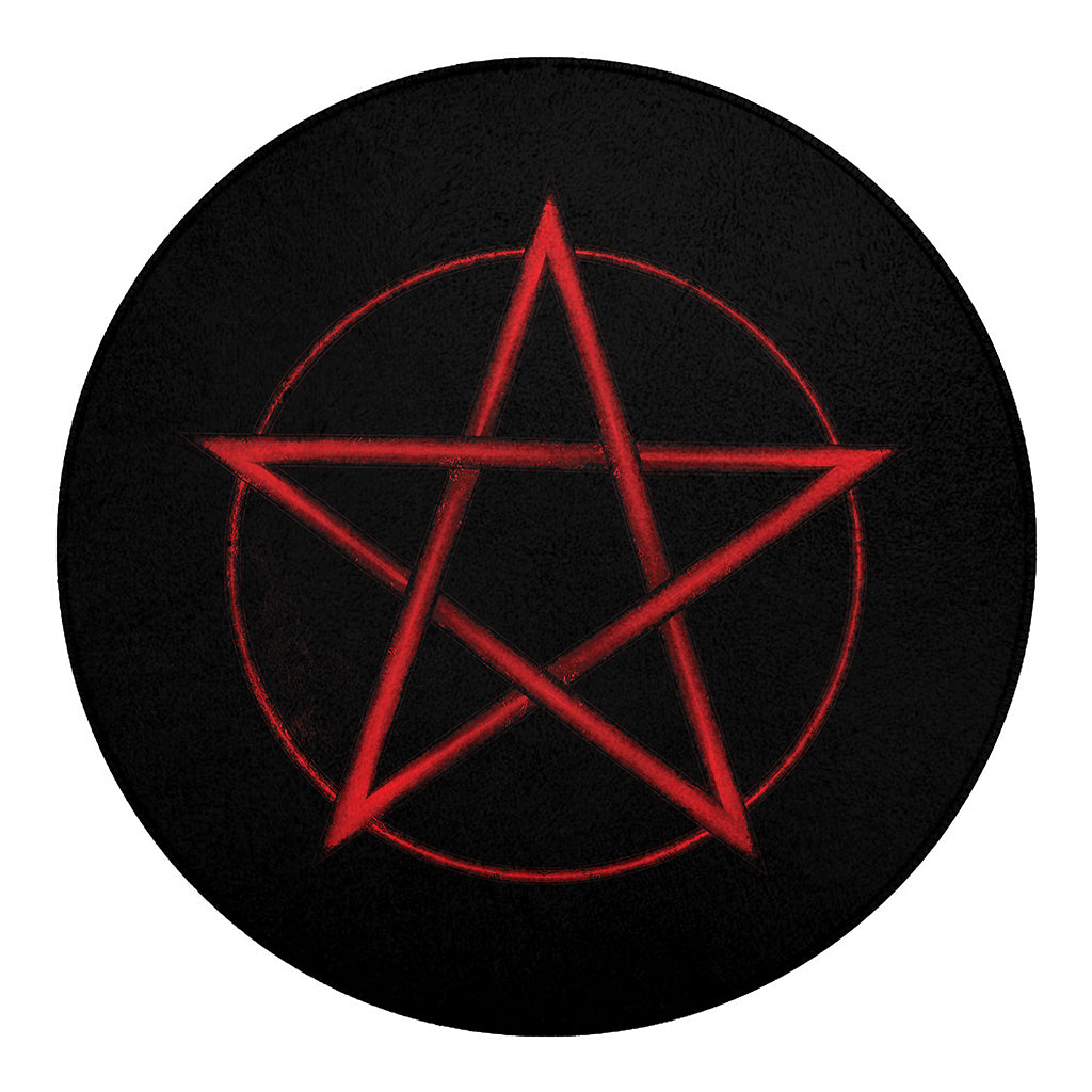 Red Pentagram Symbol Print Round Blanket