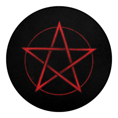 Red Pentagram Symbol Print Round Blanket