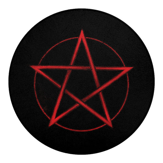 Red Pentagram Symbol Print Round Blanket