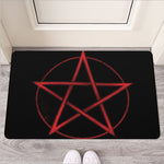 Red Pentagram Symbol Print Rubber Doormat