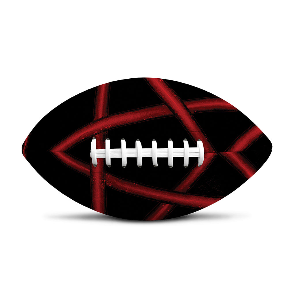 Red Pentagram Symbol Print Rugby Ball