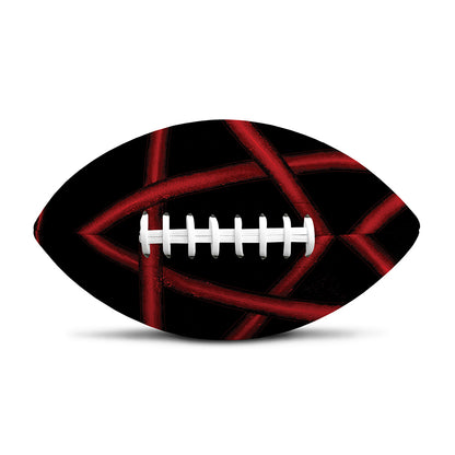 Red Pentagram Symbol Print Rugby Ball