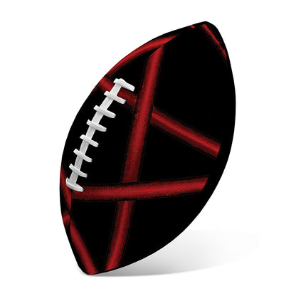 Red Pentagram Symbol Print Rugby Ball