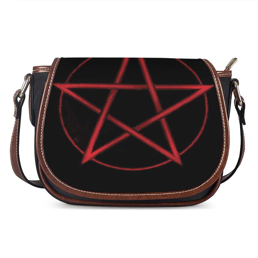 Red Pentagram Symbol Print Saddle Bag