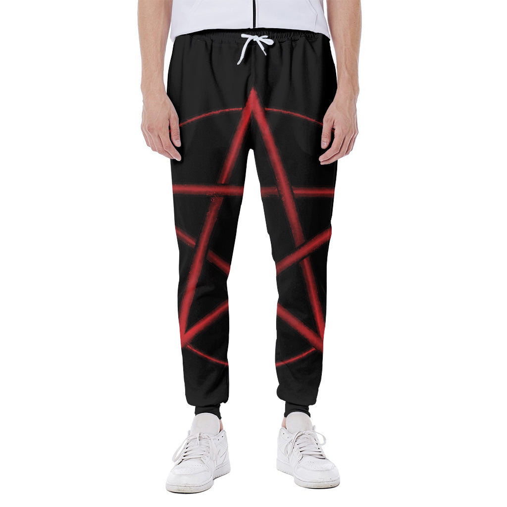 Red Pentagram Symbol Print Scuba Joggers
