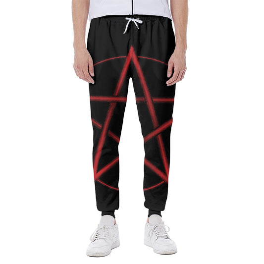 Red Pentagram Symbol Print Scuba Joggers