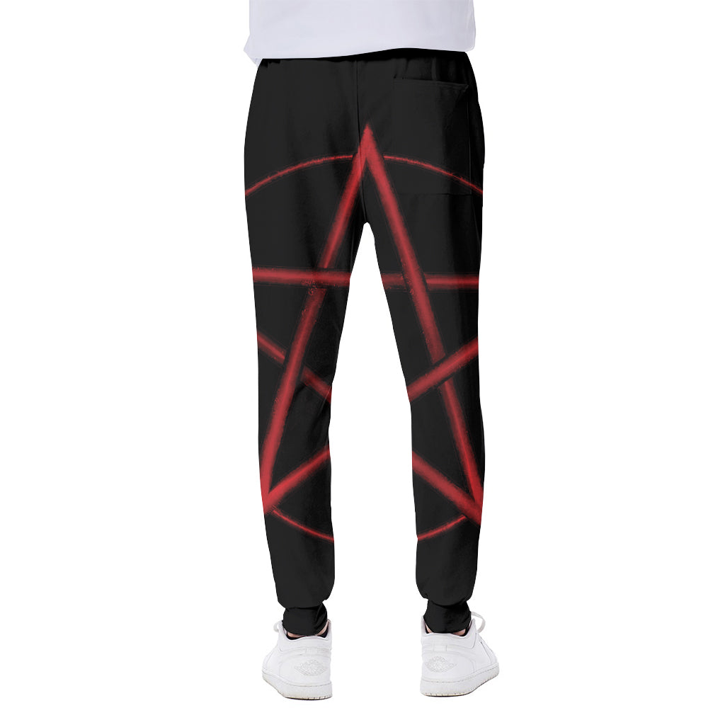 Red Pentagram Symbol Print Scuba Joggers