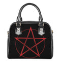 Red Pentagram Symbol Print Shoulder Handbag