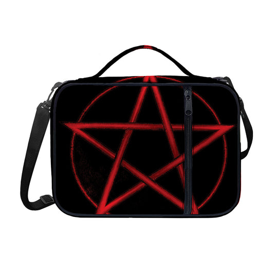 Red Pentagram Symbol Print Shoulder Strap Bible Bag