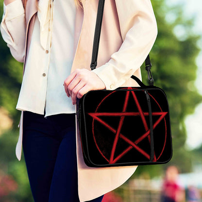 Red Pentagram Symbol Print Shoulder Strap Bible Bag