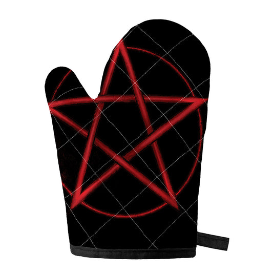 Red Pentagram Symbol Print Single Oven Mitt