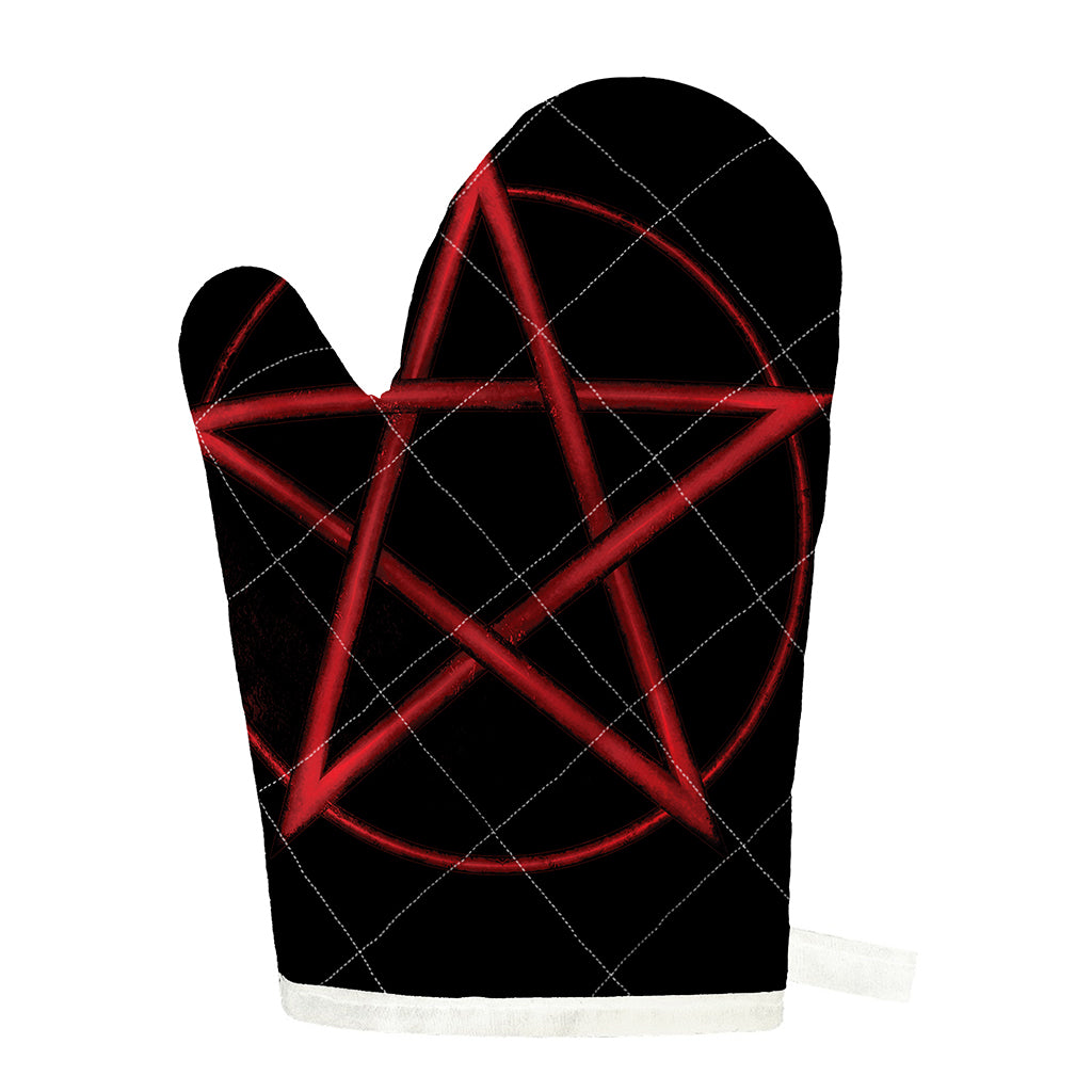 Red Pentagram Symbol Print Single Oven Mitt