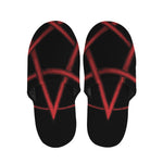 Red Pentagram Symbol Print Slippers