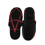 Red Pentagram Symbol Print Slippers