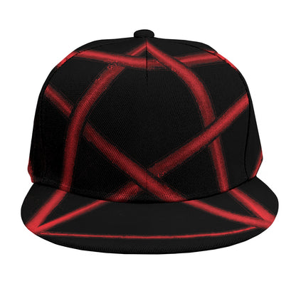 Red Pentagram Symbol Print Snapback Cap