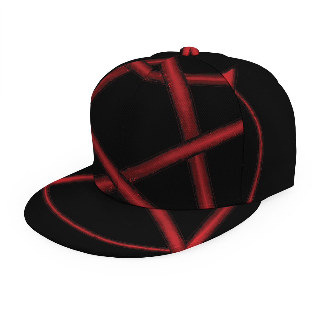 Red Pentagram Symbol Print Snapback Cap