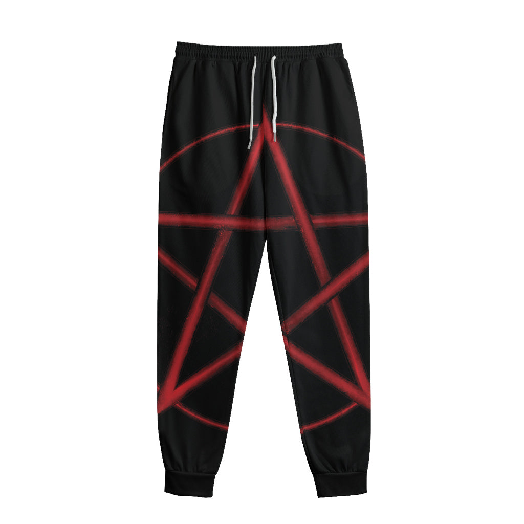 Red Pentagram Symbol Print Sweatpants