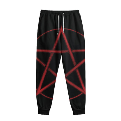 Red Pentagram Symbol Print Sweatpants