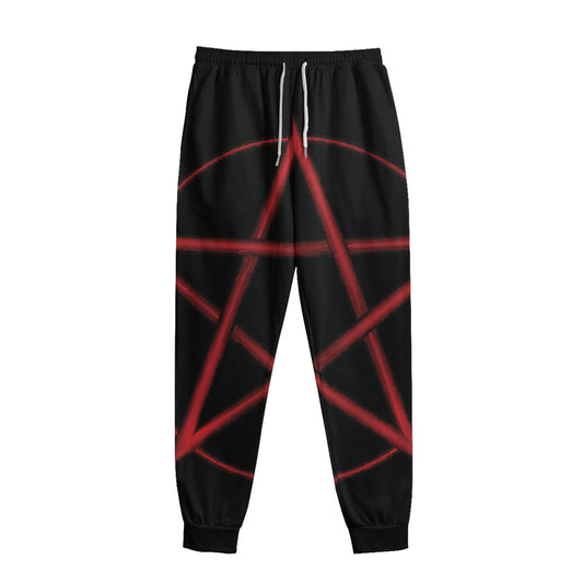 Red Pentagram Symbol Print Sweatpants