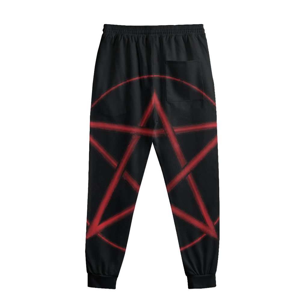 Red Pentagram Symbol Print Sweatpants