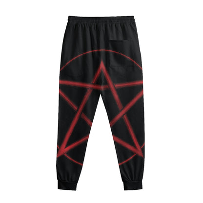 Red Pentagram Symbol Print Sweatpants