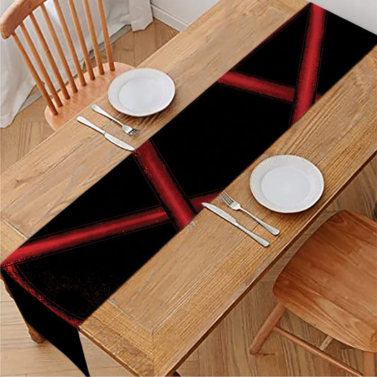 Red Pentagram Symbol Print Table Runner