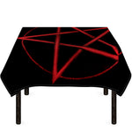Red Pentagram Symbol Print Tablecloth