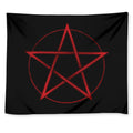 Red Pentagram Symbol Print Tapestry