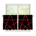 Red Pentagram Symbol Print Tier Curtains
