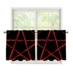 Red Pentagram Symbol Print Tier Curtains