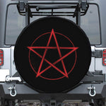Red Pentagram Symbol Print Tire Cover