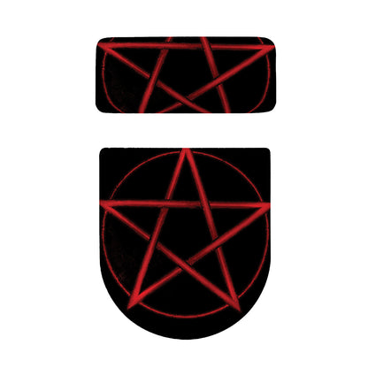 Red Pentagram Symbol Print Toilet Lid And Tank Cover Set