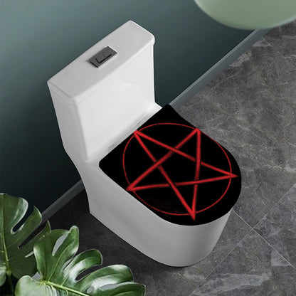 Red Pentagram Symbol Print Toilet Lid Cover
