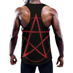 Red Pentagram Symbol Print Training Tank Top