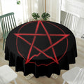 Red Pentagram Symbol Print Waterproof Round Tablecloth