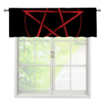 Red Pentagram Symbol Print Window Valance