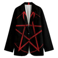Red Pentagram Symbol Print Women's Cotton Blazer
