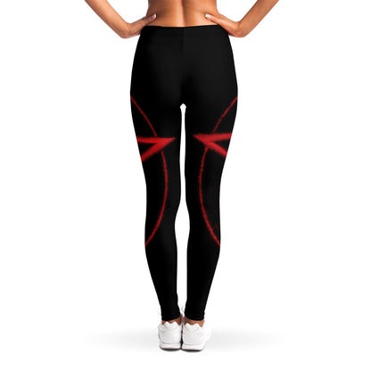 Red Pentagram Symbol Print Women's Leggings