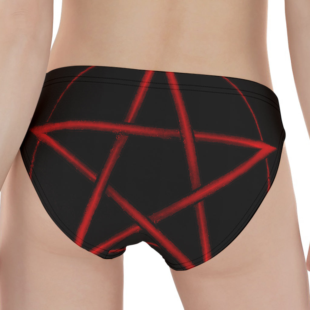 Red Pentagram Symbol Print Women's Panties